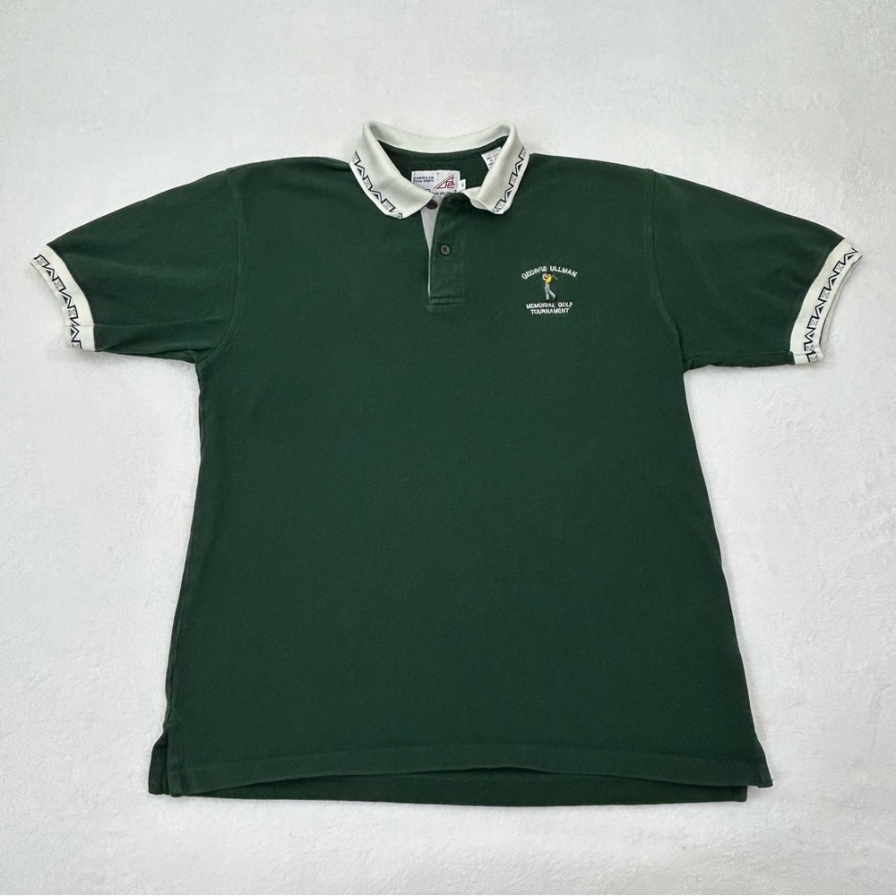 Vintage Pro Celebrity George Ullman Golf Tournament Dark Green Polo Shirt Men L